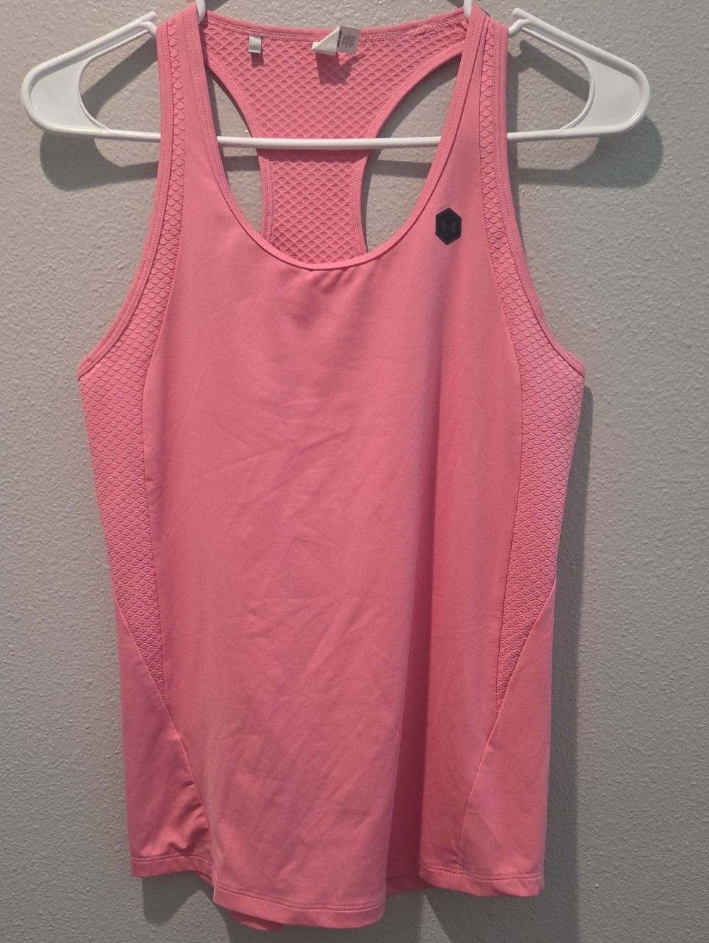 Under Armour Rush Pink Mesh-Panel Racerback Tank Small